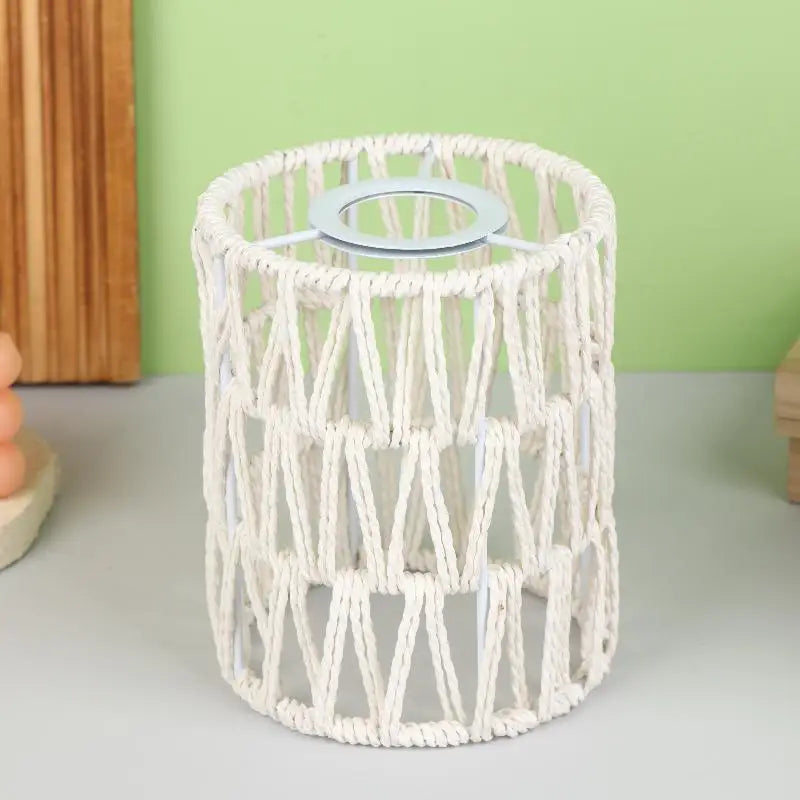 [New] Hot！Handmade Paper Rope Woven Rattan Lampshade Boho Decorative Lampshade Table Lamp Decorative For Garden Yard Living Room