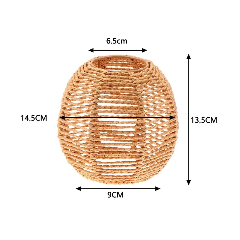 1 Piece Vintage Hanging Lampshade Handmade Woven Lamp Shade For Living Room Bedroom Hotel Simulated Rattan Light FixtureHot