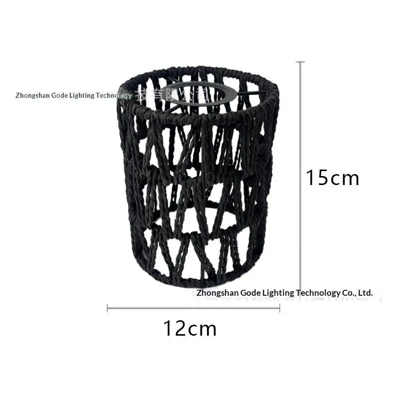 [New] Hot！Handmade Paper Rope Woven Rattan Lampshade Boho Decorative Lampshade Table Lamp Decorative For Garden Yard Living Room