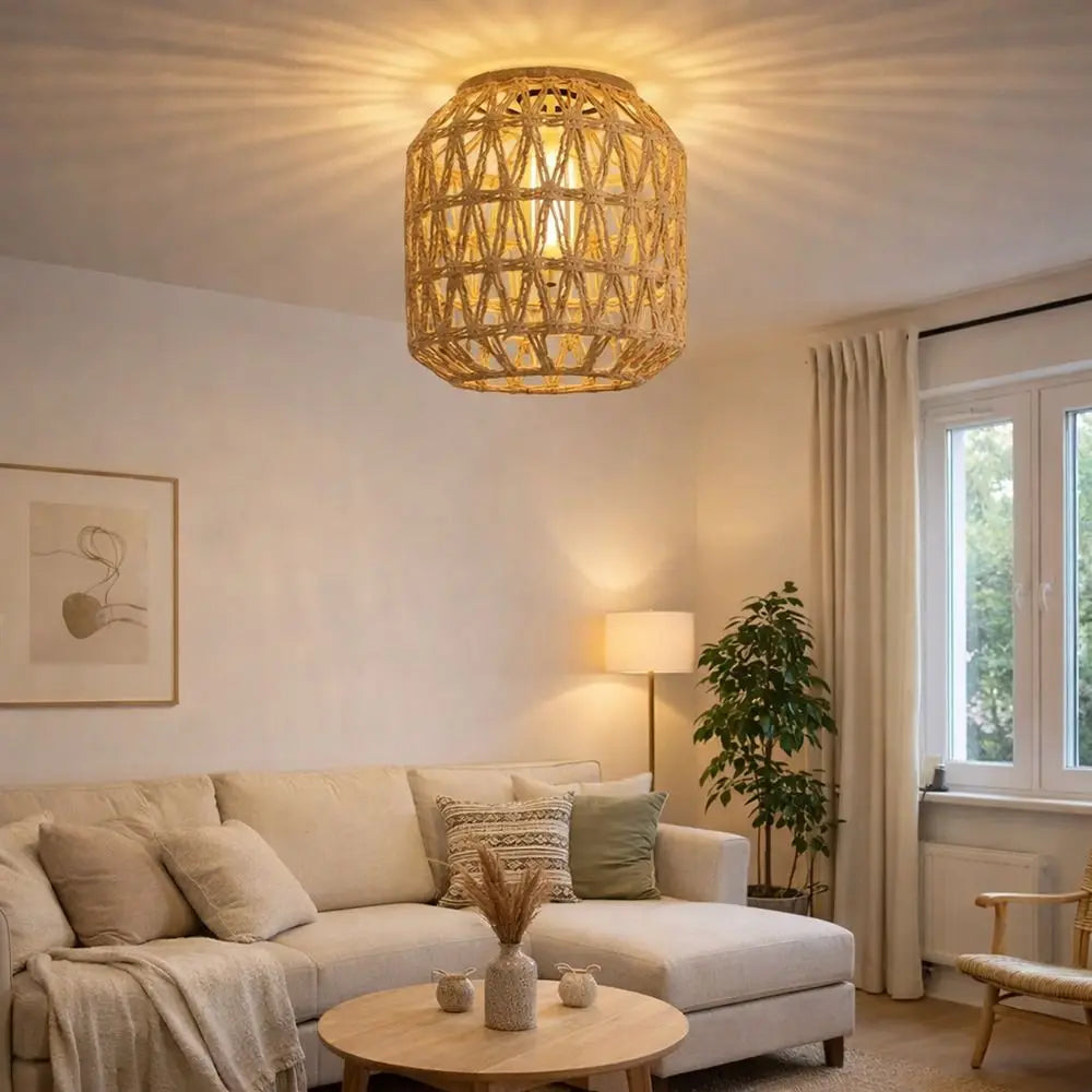 New 13*15cm Pendant Lamp Shade Bohemian Style Home Decor Light Cover Handwoven Ceiling Lamp Woven Lampshade