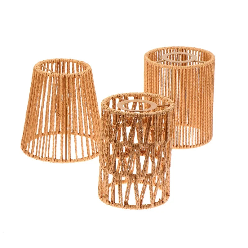 1 Piece Vintage Hanging Lampshade Handmade Woven Lamp Shade For Living Room Bedroom Hotel Simulated Rattan Light FixtureHot