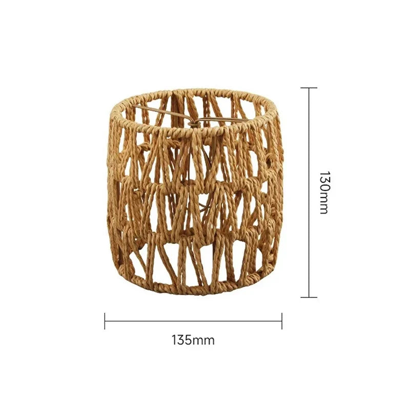 1 Piece Vintage Hanging Lampshade Handmade Woven Lamp Shade For Living Room Bedroom Hotel Simulated Rattan Light FixtureHot