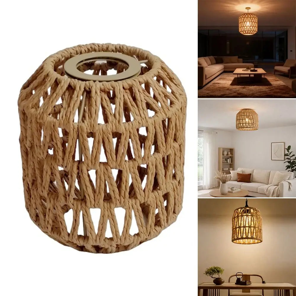 New 13*15cm Pendant Lamp Shade Bohemian Style Home Decor Light Cover Handwoven Ceiling Lamp Woven Lampshade