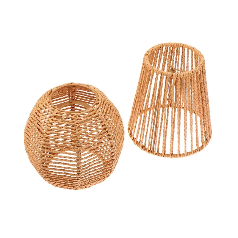 1 Piece Vintage Hanging Lampshade Handmade Woven Lamp Shade For Living Room Bedroom Hotel Simulated Rattan Light FixtureHot