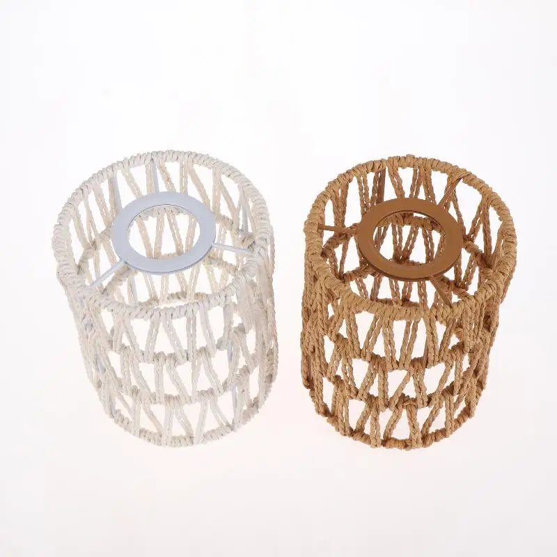 [New] Hot！Handmade Paper Rope Woven Rattan Lampshade Boho Decorative Lampshade Table Lamp Decorative For Garden Yard Living Room