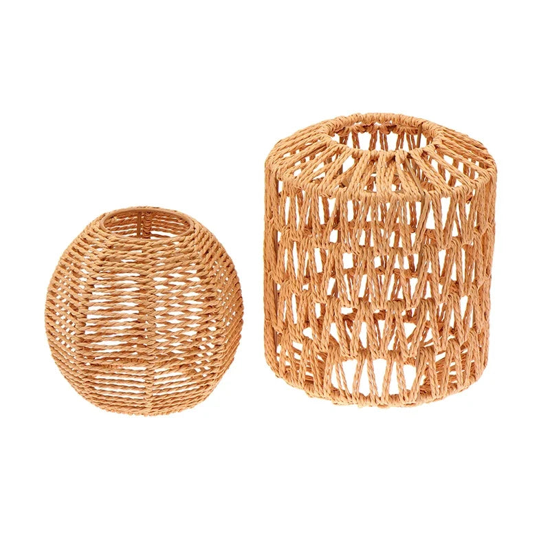 1 Piece Vintage Hanging Lampshade Handmade Woven Lamp Shade For Living Room Bedroom Hotel Simulated Rattan Light FixtureHot