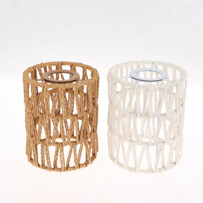[New] Hot！Handmade Paper Rope Woven Rattan Lampshade Boho Decorative Lampshade Table Lamp Decorative For Garden Yard Living Room