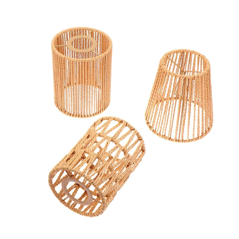 1 Piece Vintage Hanging Lampshade Handmade Woven Lamp Shade For Living Room Bedroom Hotel Simulated Rattan Light FixtureHot