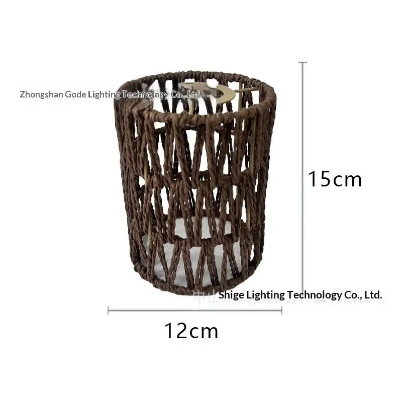 [New] Hot！Handmade Paper Rope Woven Rattan Lampshade Boho Decorative Lampshade Table Lamp Decorative For Garden Yard Living Room