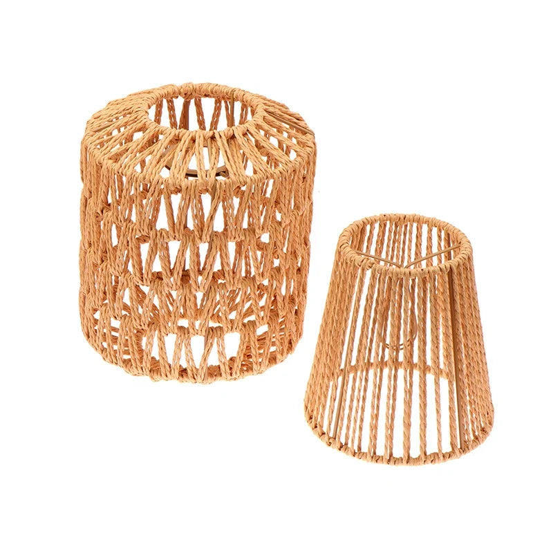 1 Piece Vintage Hanging Lampshade Handmade Woven Lamp Shade For Living Room Bedroom Hotel Simulated Rattan Light FixtureHot