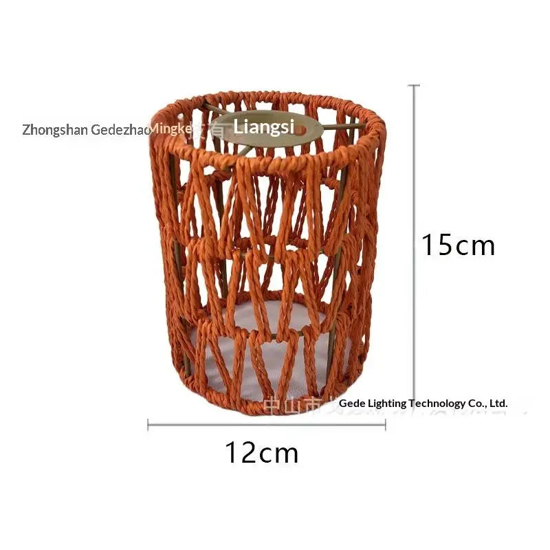 [New] Hot！Handmade Paper Rope Woven Rattan Lampshade Boho Decorative Lampshade Table Lamp Decorative For Garden Yard Living Room